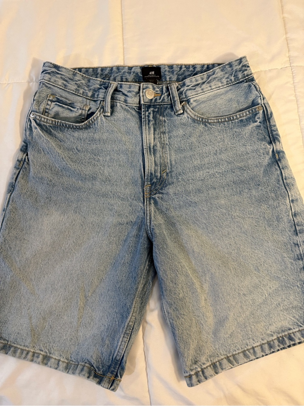 H&M Light Blue Relaxed Fit Denim Shorts